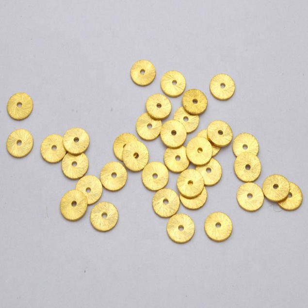 Gold Vermeil Flat Disc Space Brushed Spacer Beads Jewelry Findings